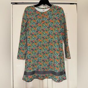 Vibrant Floral Kids Dress in Green and Orange